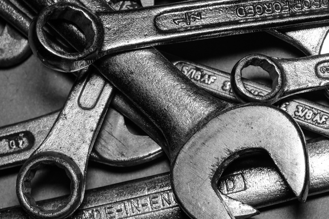 Mechanics Tools On Silver Background